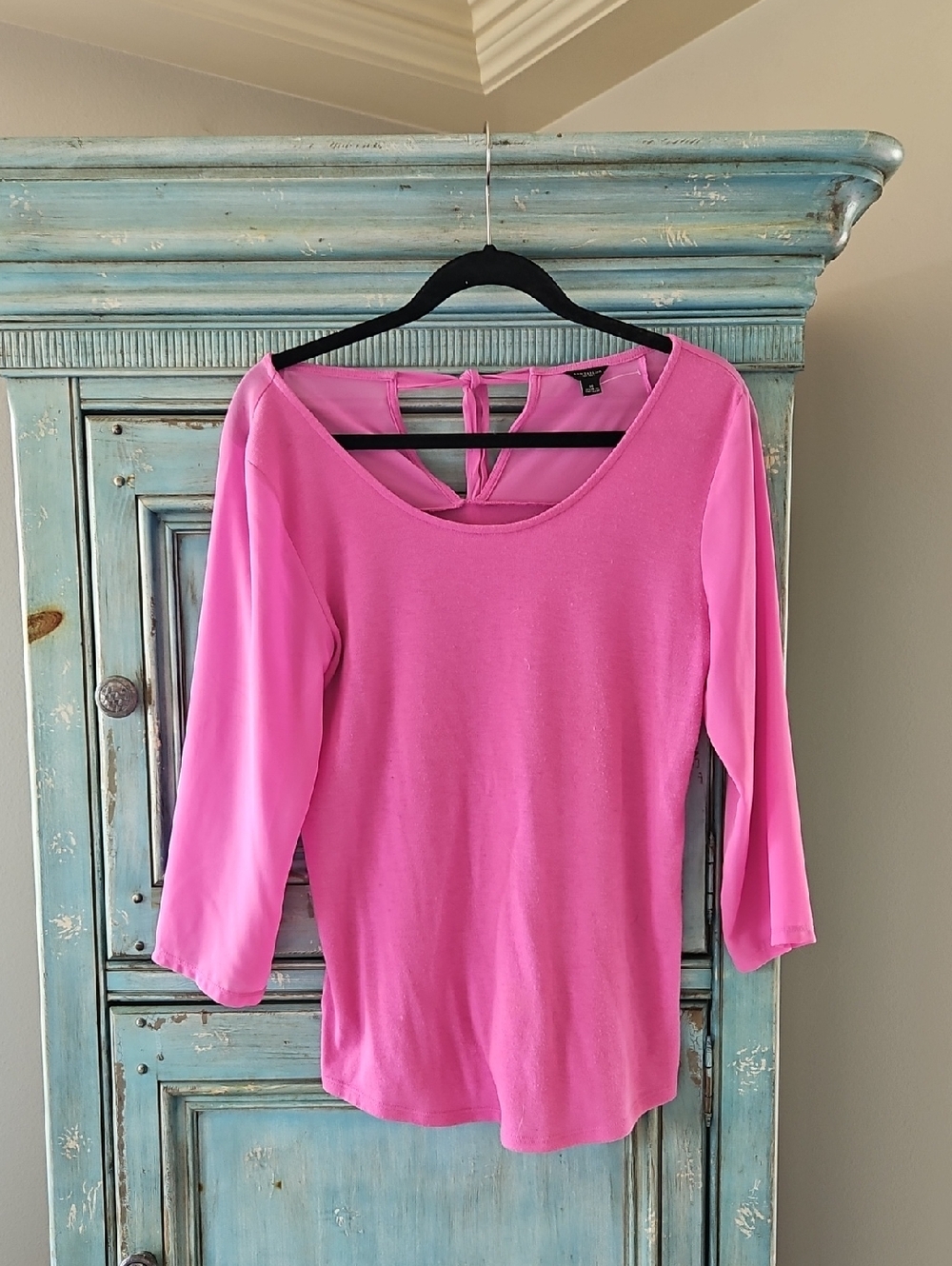Ann Taylor Pink Scoop Neck Long Sleeve Top